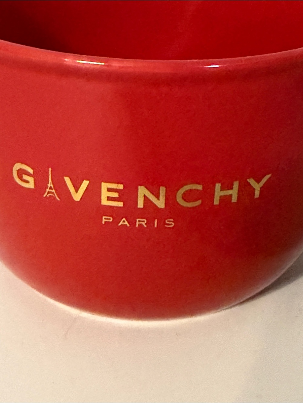 Givenchy Paris Red Soup Mug Cup 24 Oz Ceramic Logo Eiffel Tower Contemporary - Picture 7 of 8